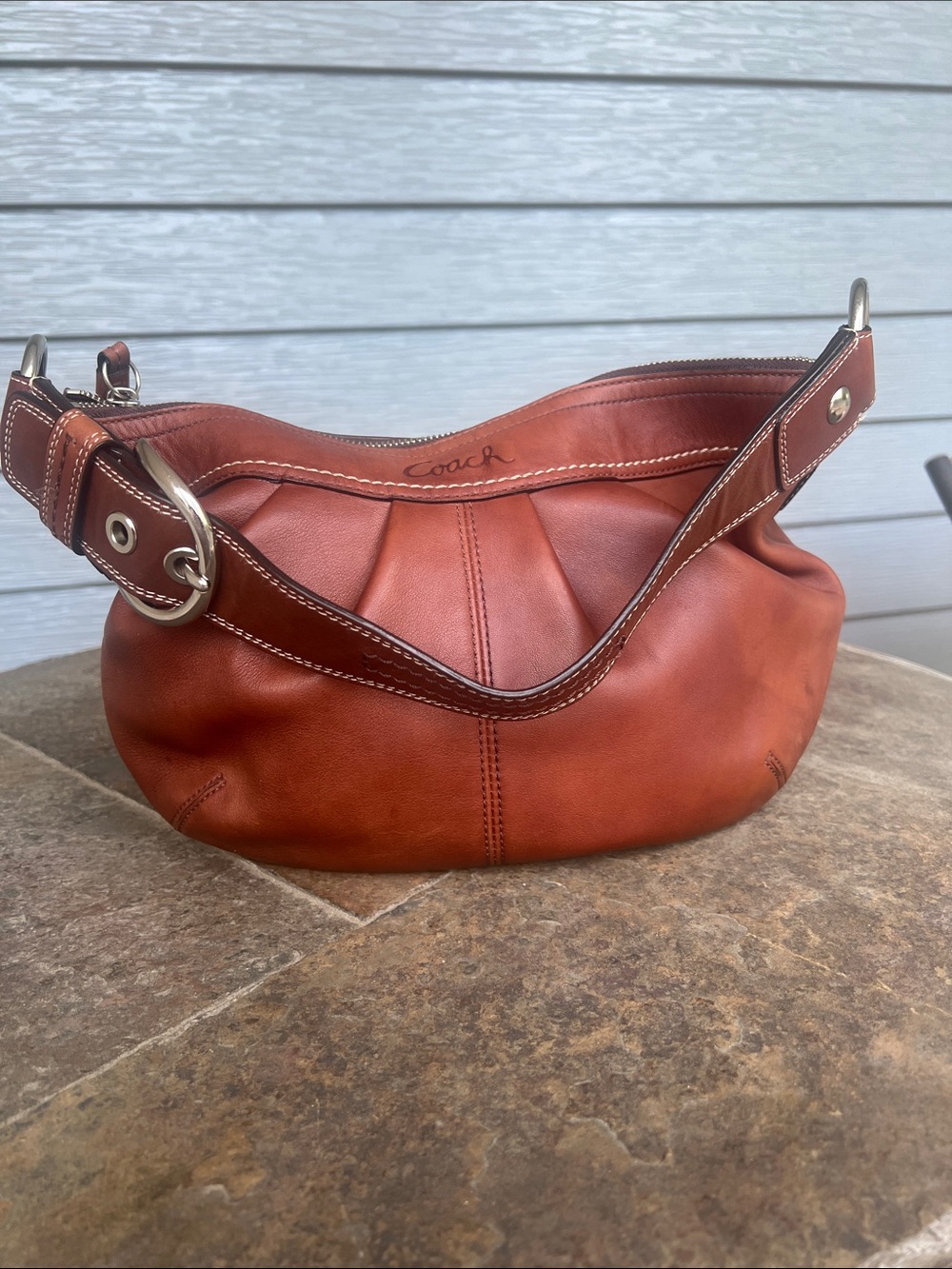 Coach F13730 Soho Pleated rustic cognac pleated saddle/Hobo  Bag